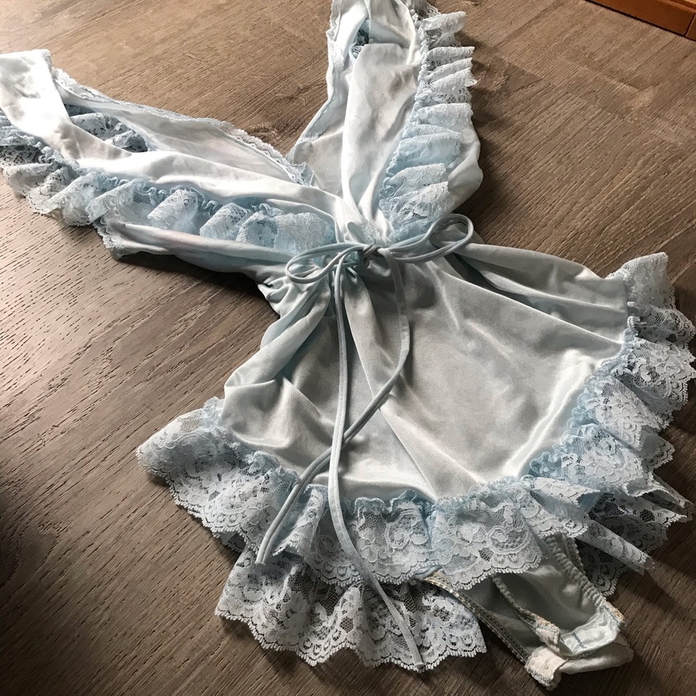 CALI USA 1960s 70s Boudoir Babydoll Sweetheart Ruffled Lace Night Bodysuit Slip